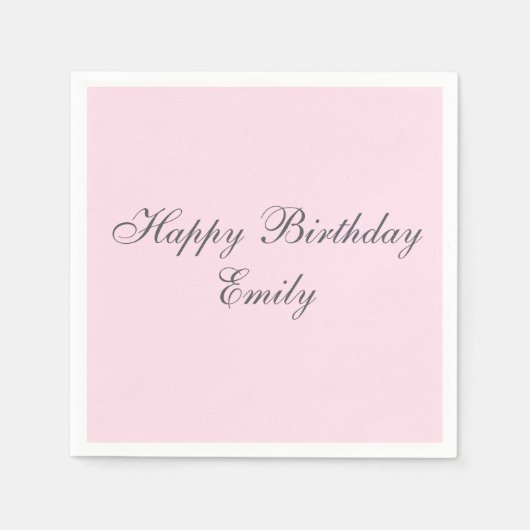 Pink Minimalist Birthday Party Napkins Serviette (Vorderseite)