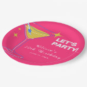 Pink Minimalist Cocktail 30th Birthday Paper Plate Pappteller (Schrägansicht)