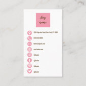 Pink Minimalist Cupcake Baker Business Card Visitenkarte (Rückseite)
