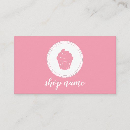 Pink Minimalist Cupcake Baker Business Card Visitenkarte (Vorderseite)
