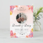 Pink Minimalist Floral Wedding Invitation Card Einladung (Stehend Vorderseite)