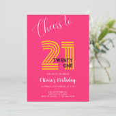 Pink Minimalist Girly 21st Birthday Invitation  Einladung (Stehend Vorderseite)