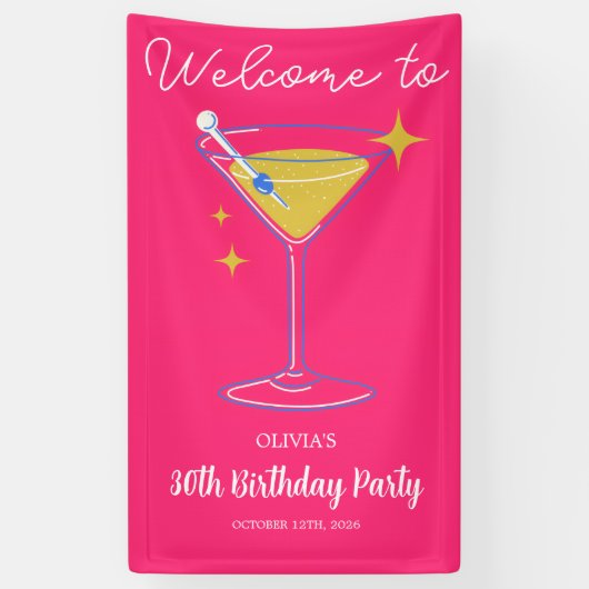 Pink Minimalist Girly 30th Birthday Sign Banner (Vertikal)