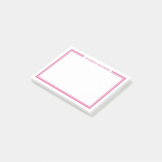 Pink Minimalist Monogram Post-it Klebezettel (angewinkelt)