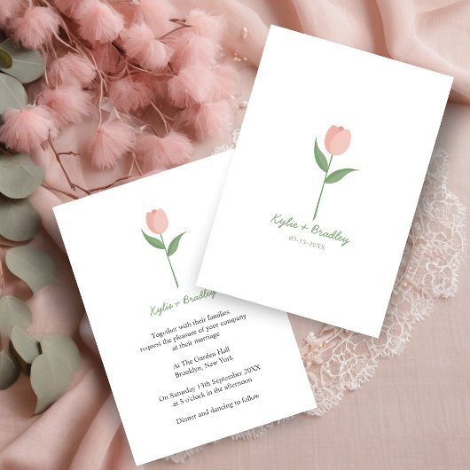 Pink Minimalist Tulip Einladung