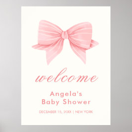 Pink Minimalistisch Bow Krawatte Baby Dusche Empfa Poster