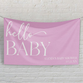 Pink Minimalistisch Hello Baby Dusche Banner
