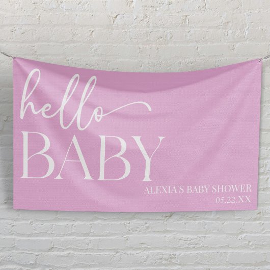 Pink Minimalistisch Hello Baby Dusche Banner