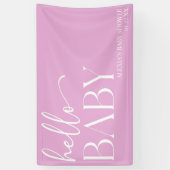 Pink Minimalistisch Hello Baby Dusche Banner (Vertikal)