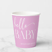 Pink Minimalistisch Hello Baby Dusche Pappbecher (Vorderseite)