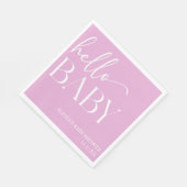 Pink Minimalistisch Hello Baby Dusche Serviette (Ecke)