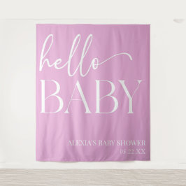 Pink Minimalistisch Hello Baby Dusche Wandteppich