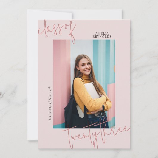 Pink Minimalistisch Modern Class of 2024 Abschluss Einladung (Vorderseite)