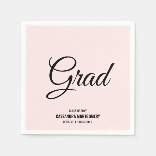 Pink Minimalistisch Modern Graduation Party Serviette (Vorderseite)