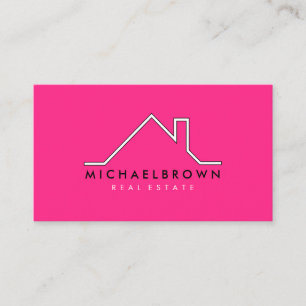 Pink Minimalistisch Modern House Real Anwesen Agen Visitenkarte