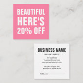 Pink minimalistisch modern rabattkarte (Vorne/Hinten)