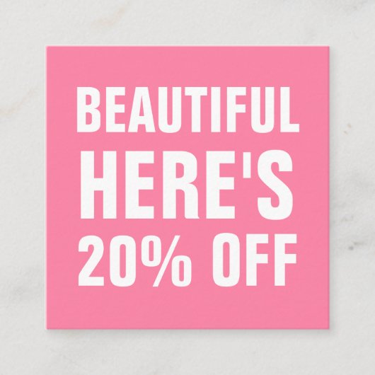 Pink minimalistisch modern rabattkarte (Vorderseite)