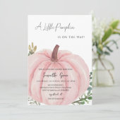 Pink Minimalistisch Pumpkin Baby Dusche Einladung (Stehend Vorderseite)