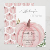 Pink Minimalistisch Pumpkin Baby Dusche Einladung (Vorne/Hinten)