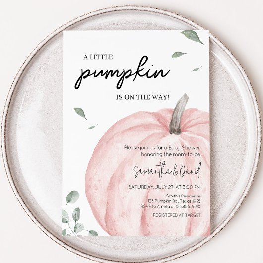 Pink Minimalistisch Pumpkin Baby Dusche Einladung