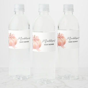 Pink Minimalistisch Pumpkin Baby Dusche Wasserflaschenetikett