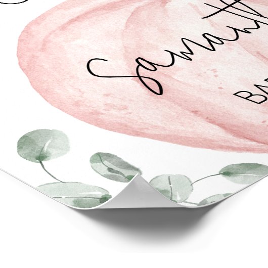 Pink Minimalistisch Pumpkin Baby Dusche Willkommen Poster (Ecke)