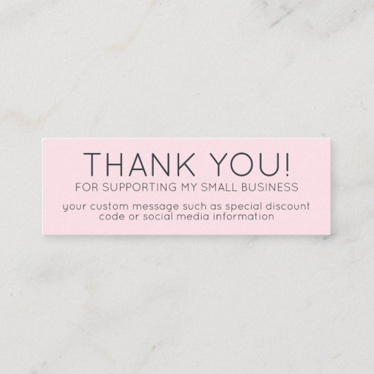 Pink Minimalistisch Vielen Dank für das kleine Unt Mini Visitenkarte (Rückseite)
