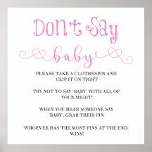 Pink Minimalistische Schrift Say Baby Shower nicht