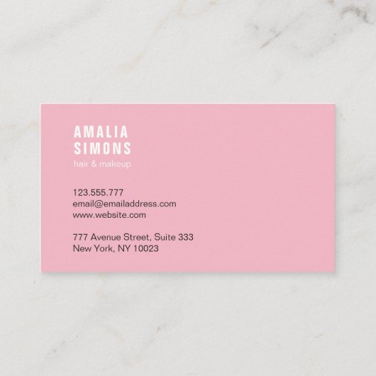 Pink Minimalistische Visitenkarten Visitenkarte (Rückseite)