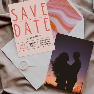 Pink minimalistisches Retro-Thema Hochzeit Save The Date