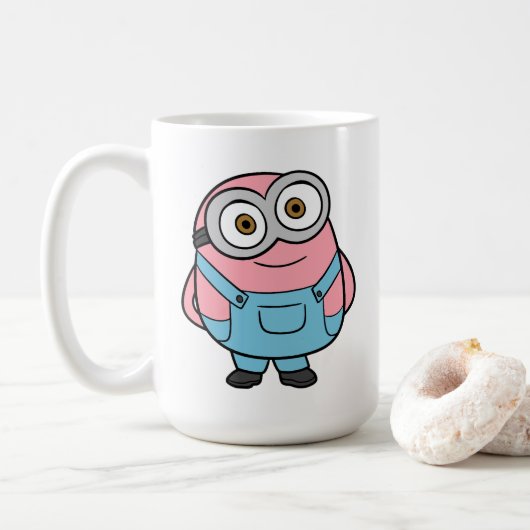 Pink Minion Cartoon Fanart Kaffeetasse (Mit Donut)