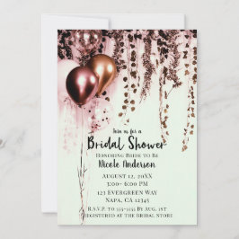 Pink Mink Rose Gold Lights Rustikale Ivy Bridal Einladung