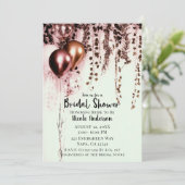 Pink Mink Rose Gold Lights Rustikale Ivy Bridal Einladung (Stehend Vorderseite)