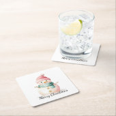 Pink Mint Christmas Snowman Rechteckiger Pappuntersetzer (Vor Ort)