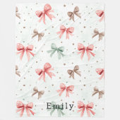 Pink Mint Cream Dots & Bows   Fleecedecke (Vorderseite)