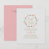 Pink Mint Floral Brautparty per Post oder Hochzeit (Vorne/Hinten)