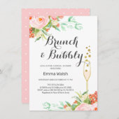 Pink Mint floral Brunch Bridal Dusche Einladung (Vorne/Hinten)