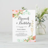 Pink Mint floral Brunch Bridal Dusche Einladung (Stehend Vorderseite)