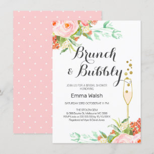 Pink Mint floral Brunch Bridal Dusche Einladung