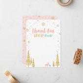 Pink, Mint & Gold Winterwunderland Vielen Dank Mitteilungskarte (Vorderseite/Rückseite Beispiel)