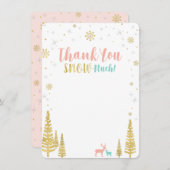 Pink, Mint & Gold Winterwunderland Vielen Dank Mitteilungskarte (Vorne/Hinten)