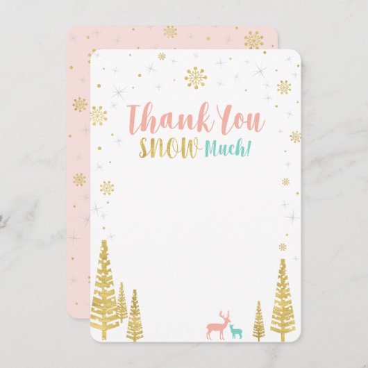 Pink, Mint & Gold Winterwunderland Vielen Dank Mitteilungskarte (Vorne/Hinten)