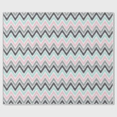 Pink Mint Gray Zigzags Ikat Muster Geschenkpapier (Flach)