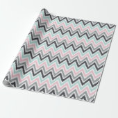 Pink Mint Gray Zigzags Ikat Muster Geschenkpapier (Ungerollt)
