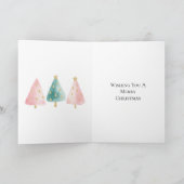 Pink Mint Green Christmas Snowman Karte (Innenseite)
