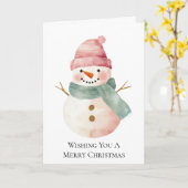 Pink Mint Green Christmas Snowman Karte (Gelbe Blume)