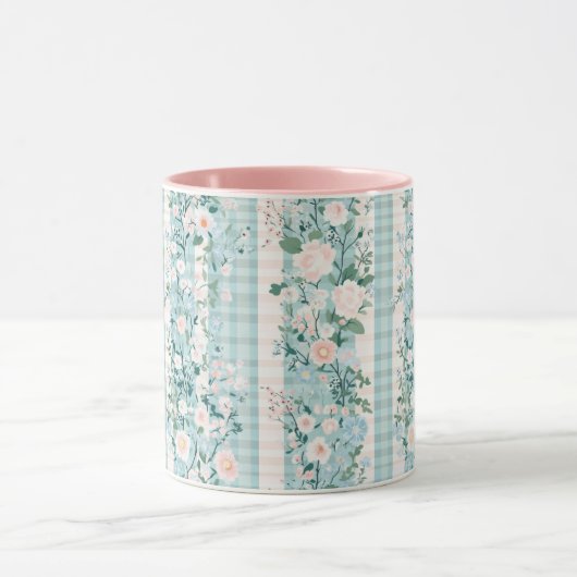Pink Mint Green Floral Gingham Grand Millennium Tasse (Zentrum)