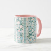 Pink Mint Green Floral Gingham Grand Millennium Tasse (VorderseiteRechts)