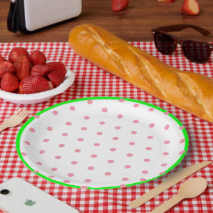 Pink Mint Green Geometric Polka Dots Pappteller