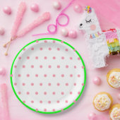 Pink Mint Green Geometric Polka Dots Pappteller (Party)